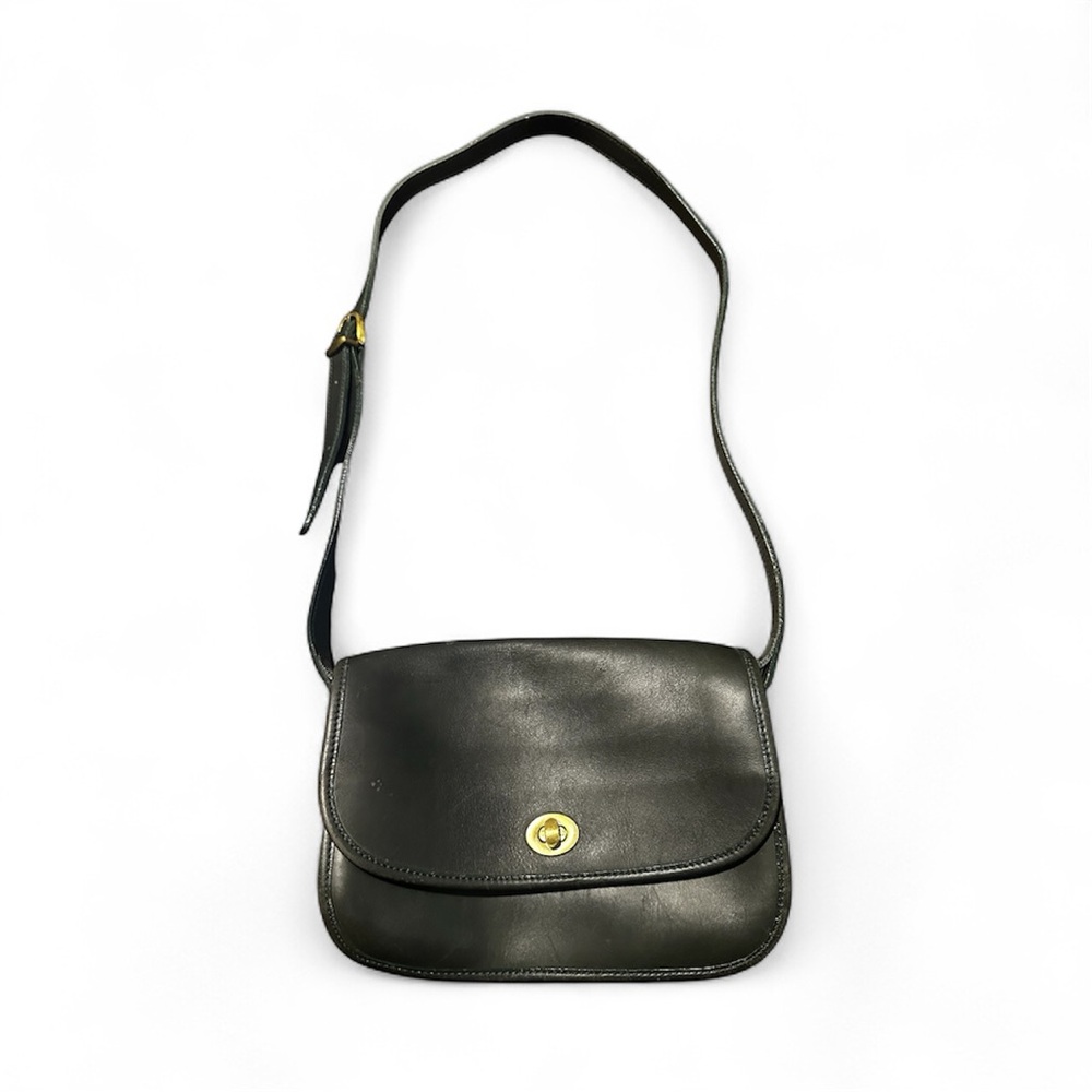 Vintage Coach Rare Forest Green Leather Shoulder Bag